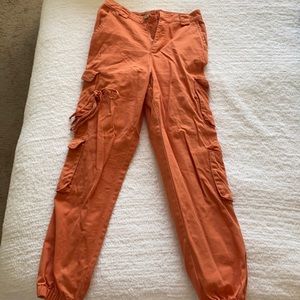 Orange cargo joggers